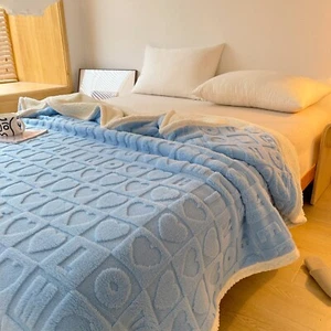 Soft Blanket Patchwork Sofa Heart 150x200cm Throw Rug Fleece Couch Bedding Warm - Picture 1 of 15