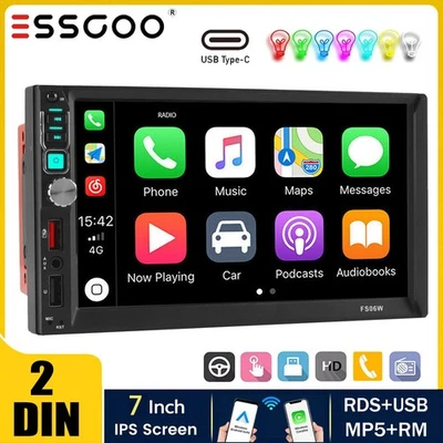 Doble 7" 2Din Pantalla Táctil Coche Estéreo Bluetooth Radio Apple/Android Carplay GPS Foto 1 de 4