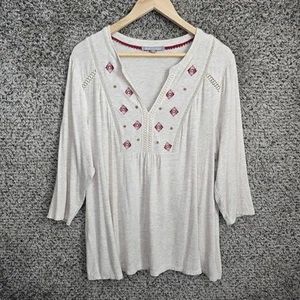 Daniel Rainn top donna più 1 x blusa scollo a V ricamata panna donna - Foto 1 di 7