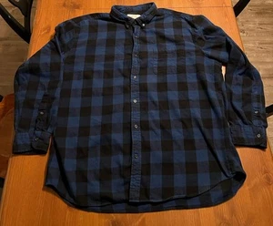 St. John’s Bay Men’s XXL Buffalo Plaid Flannel Shirt Blue Black Long Sleeve - Picture 1 of 4