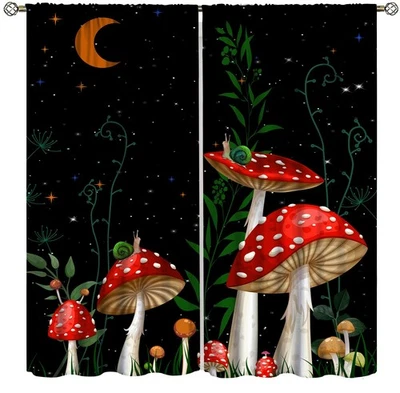Cortinas de Setas, Plantas Bosque de Sueños Hermosos Animales Luna Caracoles Impresos C... Foto 1 de 4