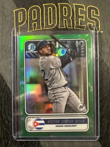 Bowman Chrome Víctor Víctor Mesa 2020 abarcando el globo verde/99 Cuba Marlins - Imagen 1 de 2