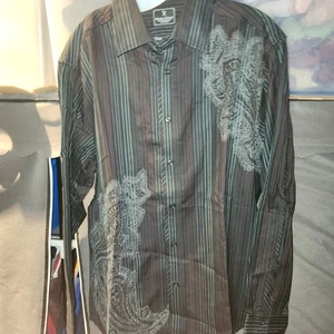 NEW W/ Tags Vintage Y2K Marc Ecko Button Down Size M Embroidered Design L/S - Picture 1 of 7