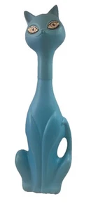 Vintage Light Blue Fantasti-Cat Bubble Bath Bottle Empty Bottle Mid-century mod - Picture 1 of 9