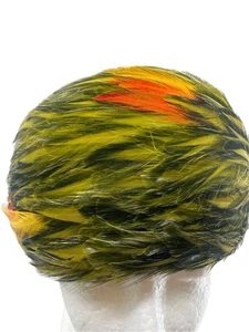 Vintage French Room Feder Hut grün orange rot Fascinator Derby Halloween - Bild 1 von 13