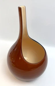 Atemberaubende Venezia Salviati Löffel Vase Murano Braunglas 2004 Italien 13,5" MCM - Bild 1 von 19