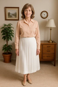 Vintage Ira Joyce weiß Plissee Midi Rock Gr. 11 Made in USA Union Tag 80er 90er - Bild 1 von 6