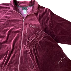 Vintage Sean John Tracksuit Mens XL Maroon Red Velour Streetwear Hip Hop Set Y2K - Picture 1 of 22