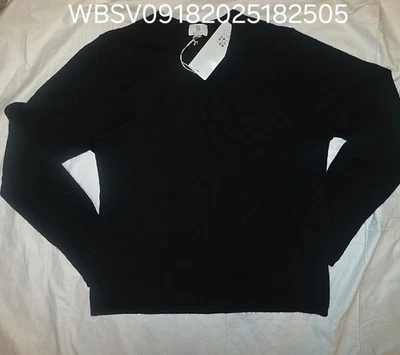 Black V Neck Cashmere Women's Size Large New With Tags - Image 1 of 3