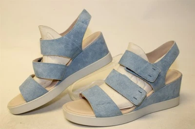 ECCO Shape Plataeu Womens Size 9 40 Indigo Leather Wedge Platform Sandals Shoes - Image 1 of 4
