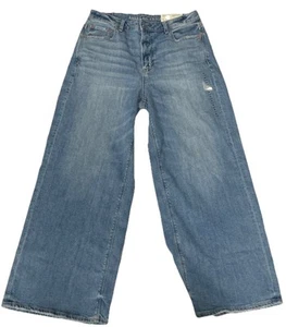 American Eagle Women’s Dreamy Drape Baggy Wide Leg Stretch Blue Jeans Short 29W - Picture 1 of 7