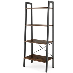 4-Tier Bookshelf, Industrial Display Shelf with Metal Frame, Anti-Tipping Kits - Picture 1 of 8