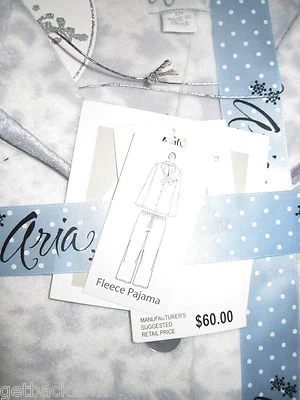 NUEVO ARIA PIJ's Talla 1X ROPA DE DORMIR $60 RV Pijama Ropa de estar Gris Blanco Microfleece Foto 1 de 3