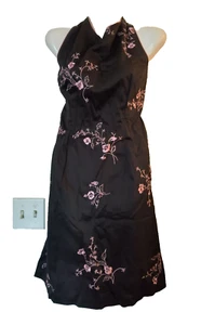 Sag Harbor Petites Women's Black SleevelessKnee-Length Floral Dress Size M W004 - Picture 1 of 5