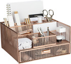 Compartments Rose Gold Desk Organizer with Drawer– Office Supplies and Accessori