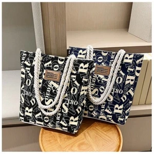 Large Capacity Women's Handbag Letter Print Canvas Tote Bag Casual Wear - Picture 1 of 9
