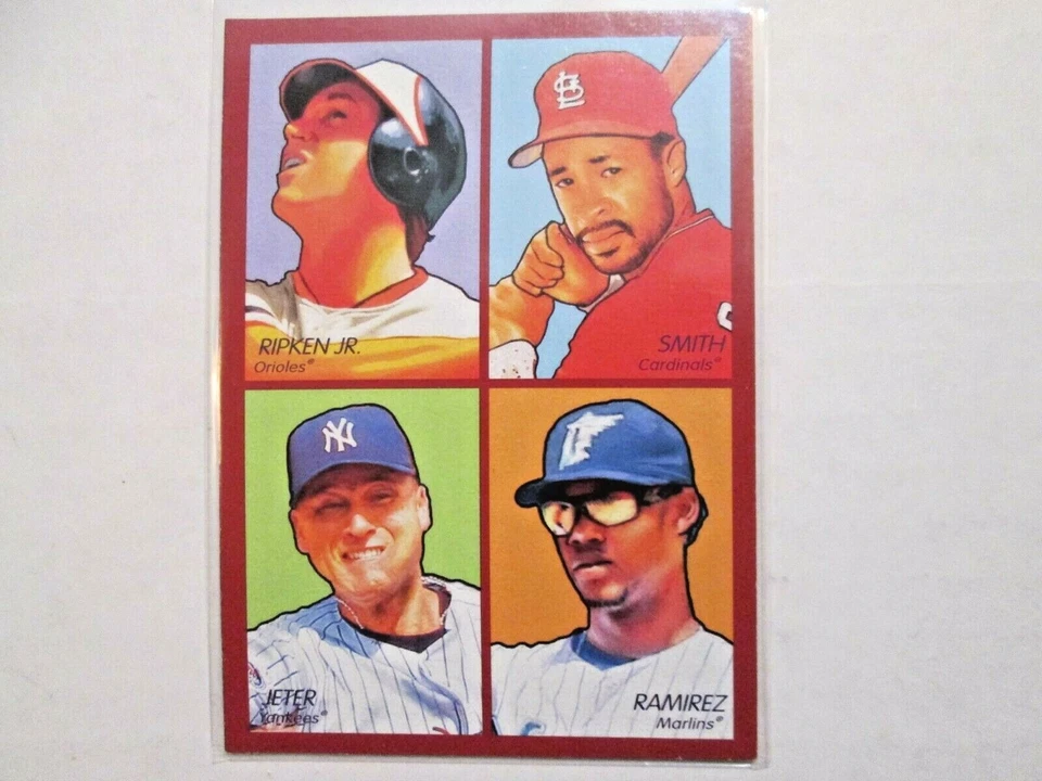 2009 Upper Deck Goudey 4 em 1 borda vermelha com Ripken Jr, Smith, Ramirez, Jeter - Imagem 1 de 1