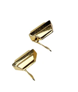 Dior Gold Tone Hexagonal Shape Clip-On Earrings Signed Back - Picture 1 of 9