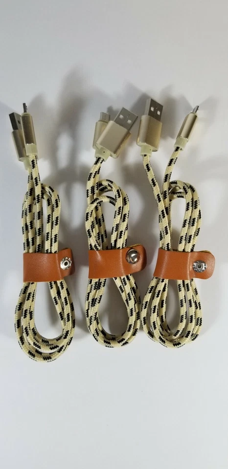 3x Micro USB 3 Feet Braided Flexible Charging Data Cable Charger Samsung Android - Image 1 of 1