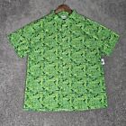 Aulani Disney Resort Shirt Mens 2XL Green Button Up Hawaiian Turtle Beach