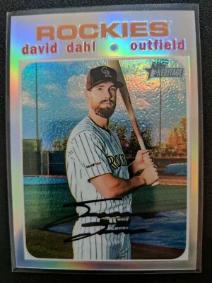 2020 Topps Heritage Chrome Refractor THC-476 David Dahl #287/571 Rockies - Image 1 of 2