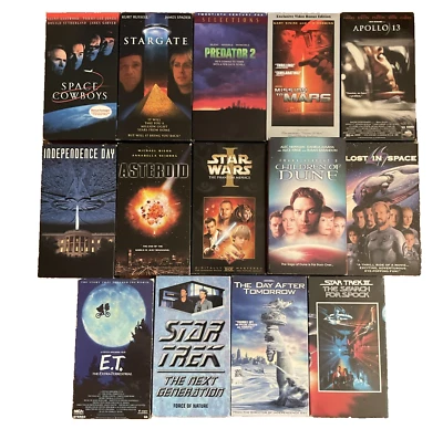 SCI-FI VHS LOT! 14 TAPES, Star Trek, Star Wars, Asteroid, E.T., Predator, Space - Image 1 of 4