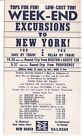 1958 New Haven Railroad Week-End Excursions From Boston To New York Broadside 