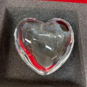 Baccarat Zanzan Heart Clear Paperweight Crystal Glass, Near Mint with Box - Picture 1 of 10
