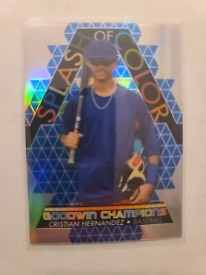 2022 UD Goodwin Champions Splash Color Platinum Cristian Hernandez Rainbow Blue - Image 1 of 2