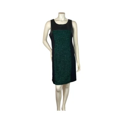 Vestido sin mangas Ellen Tracy para mujer talla 4 negro y verde imitación cuero ribete $139 Foto 1 de 4
