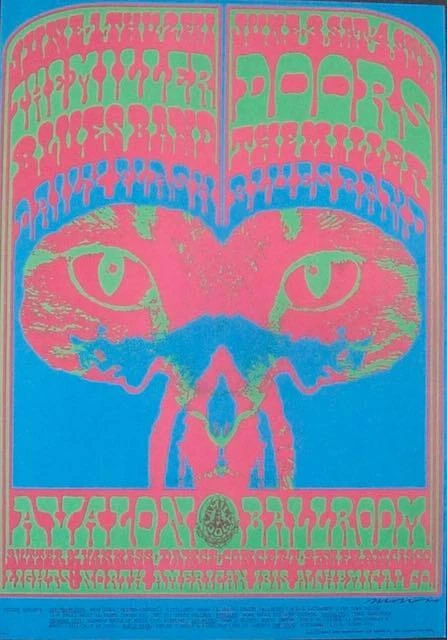 Póster de concierto DOORS FD64-2A FAMILY DOG AVALON BALLROOM VICTOR MOSCOSO 1967 RARO Foto 1 de 1