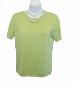 Green Silk Cotton Sweater Size S 6 8 M Fine Gauge Knit Shell S/S Drapers Damons - Picture 1 of 5