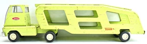 Camión de transporte de carros de acero Tonka de 18" vintage de la década de 1970 + remolque estilo MCM - Imagen 1 de 7