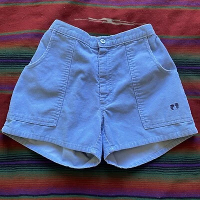 VTG 70’s Hang Ten Corduroy Short Shorts! Baby Blue. USA. Zipper Fly. 24” Waist. - Image 1 of 4