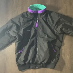 Columbia Sportswear Puffer Coat Women’s Medium Black Purple Vintage - Picture 1 of 10