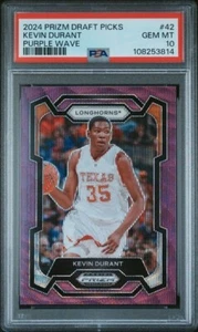 2024 PANINI PRIZM DRAFT PICKS #42 KEVIN DURANT PURPLE WAVE PSA 10 POP 1 - Picture 1 of 2