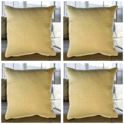 Cushion Covers Set Of 3Beige Squares Geometric 18x18" 45x45 Cm Throw Pillowcase - Image 1 of 4