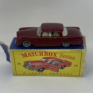 Matchbox Lesney No. 53 Maroon Dark Red Mercedes Benz Coupe 220 SE W/Original Box - Picture 1 of 11