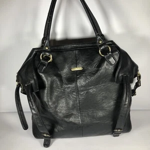 Timi & Leslie Louise Leather Black Convertible Diaper Bag + Accessories - Picture 1 of 10