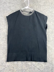 Top para mujer MODA INTERNATIONAL x Victoria's Secret pequeño negro estrás Ope - Imagen 1 de 9