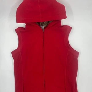 Old Navy Womens Sleeveless Hoodie Size M Red Sweatshirt Fleece Lined FullZip - Picture 1 of 9