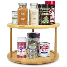 Premium Bamboo 2 Tier Lazy Susan Turntable 360-degree Turntable Spices Organizer