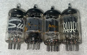 4 AMPEREX 12AU7 ECC82 AUDIO AMPLIFIER TUBES AMPLITREX AT1000 TESTED STRONG - Picture 1 of 4