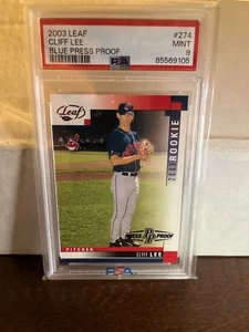 2003 Leaf Rookie Card CLIFF LEE Blue Press Proof /50 PSA 9 - Picture 1 of 2
