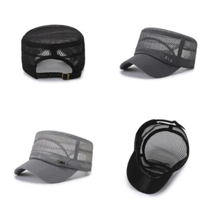 US 3 Pack Summer Men's Mesh Flat Cap Army Hat Cadet Castro Military Patrol Bas - Picture 1 of 20