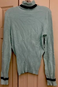 Worthington Light Blue/Green Ribbed Sweater w/ Mock Turtleneck -Large *NWT* - Picture 1 of 9