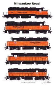 Póster Milwaukee Road Locomotives #2 11"x17" firmado por Andy Fletcher - Imagen 1 de 1