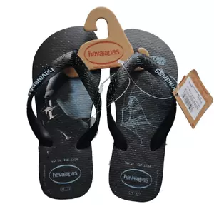 Havaianas Boys Size 2 Black Blue Star Wars Darth Vader Flip Flops - Picture 1 of 3