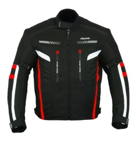 RKSports 1637 MENS RED WATERPROOF TEXTILE MOTORBIKE MOTORCYCLE JACKET CE ARMOUR - Picture 1 of 3