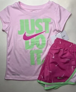 Youth Girls Dri Fit Nike 2 Piece Set Shirt Shorts Size 6 Medium NWT - Picture 1 of 5